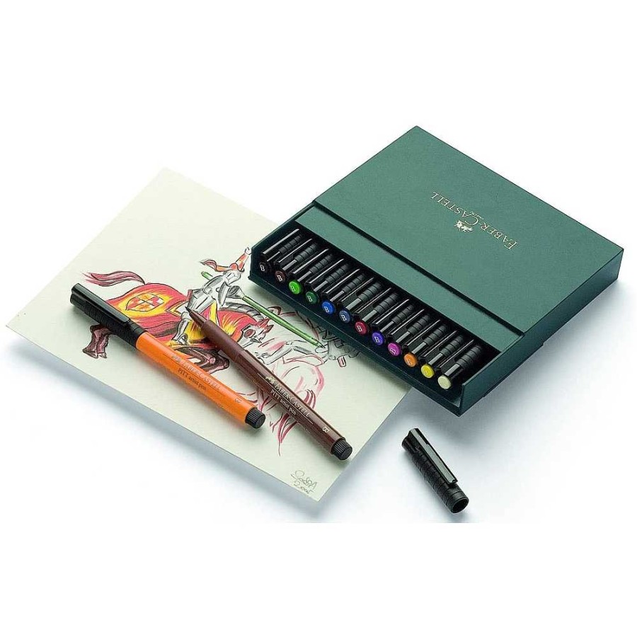 Papeler A Faber-Castell Dibujo Y Bellas Artes | Estuche Faber-Castell Pitt 12 Rotuladores Punta Pincel