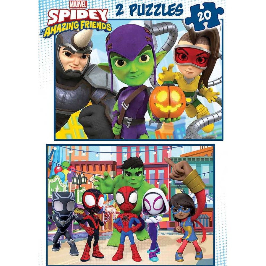 Juguetes Spidey Puzzles Preescolar | Spidey Puzzle Doble 2X20 Piezas