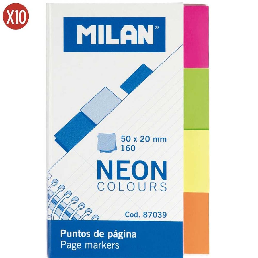 Papeler A Milan Blocs Notas | Pack 10 Marcador P Ginas Ne N 160 Puntos 50X20