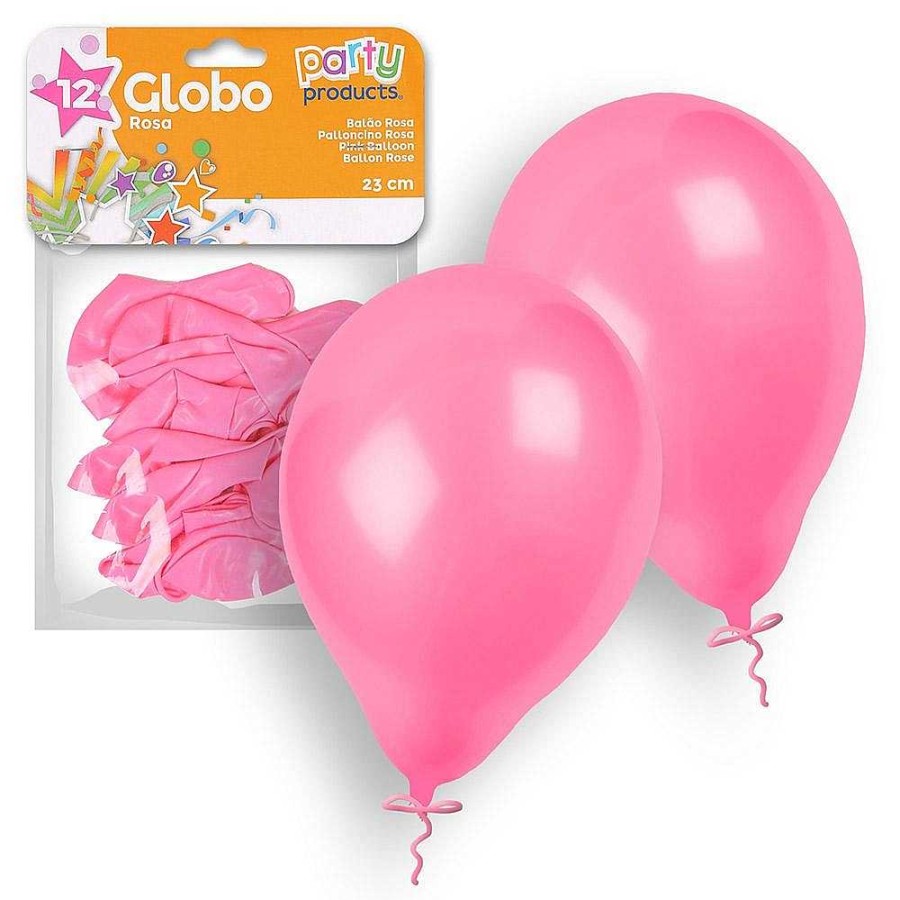 Fiestas Y Disfraces Genérico | Pack 12 Globos Rosa 23 Cm