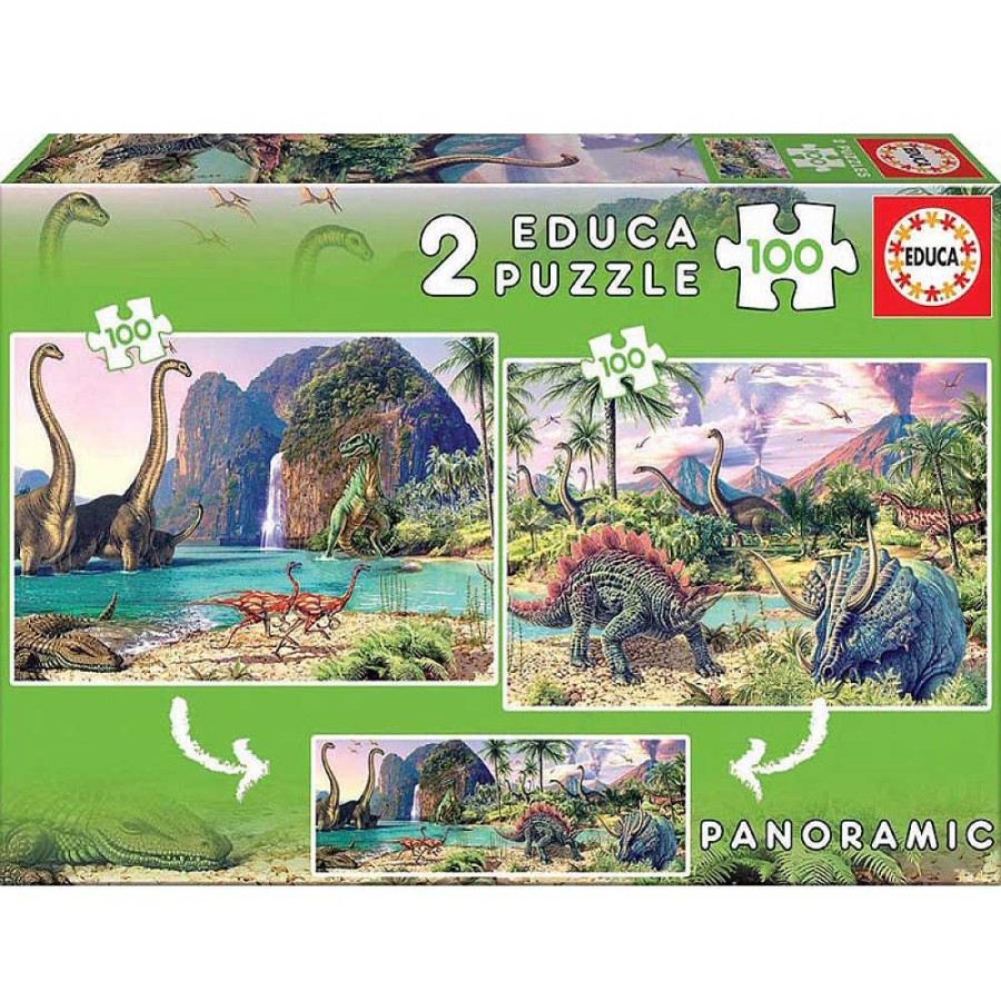 Juguetes Educa Puzzles Infantiles | Puzzle Educa 2X100 Piezas Dino World