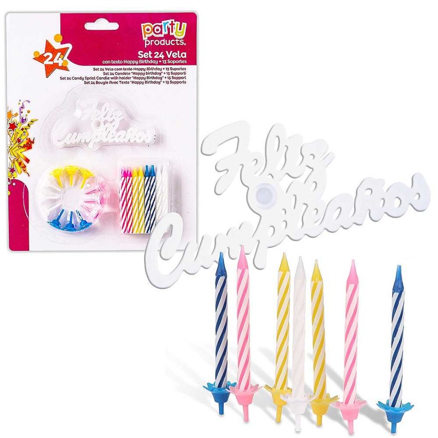 Fiestas Y Disfraces Party Products | Set 24 Velas Feliz Cumplea Os