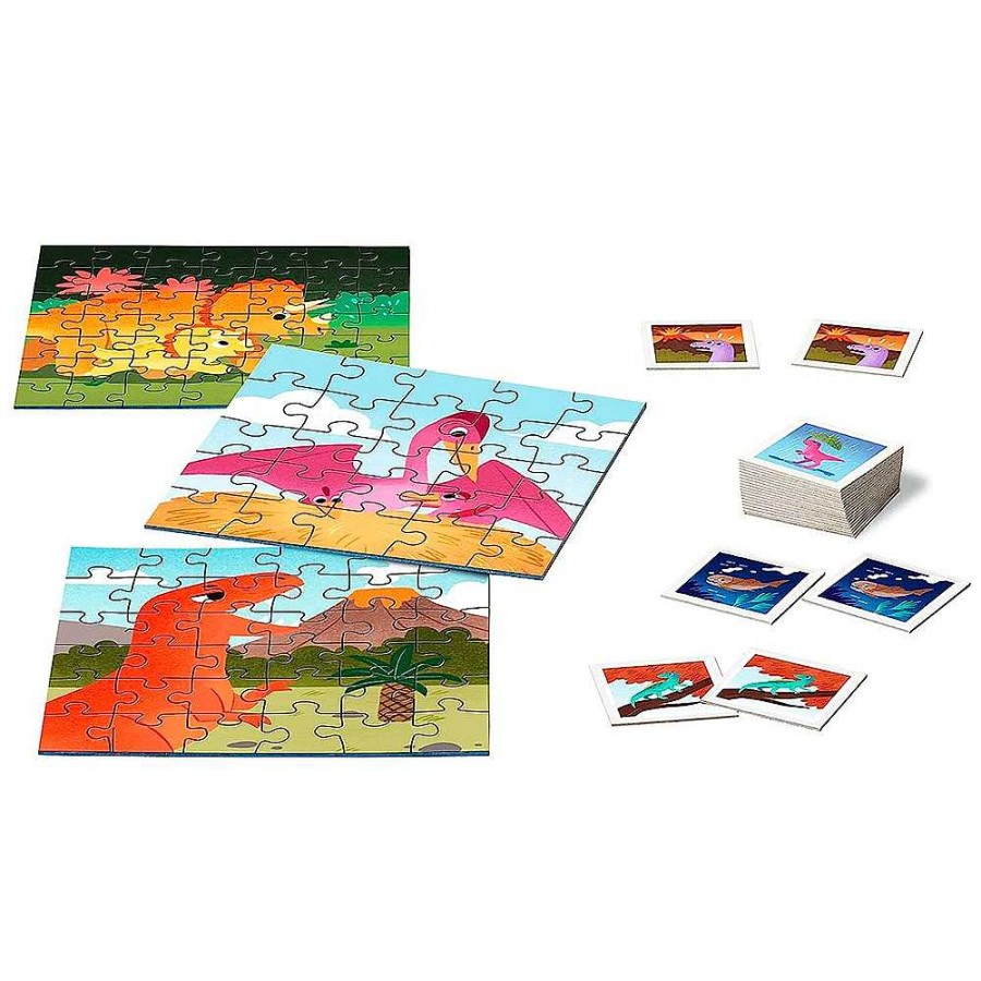 Juguetes Ravensburger Puzzles Infantiles | Dinosaurios Pack Memory Y Puzzle Triple