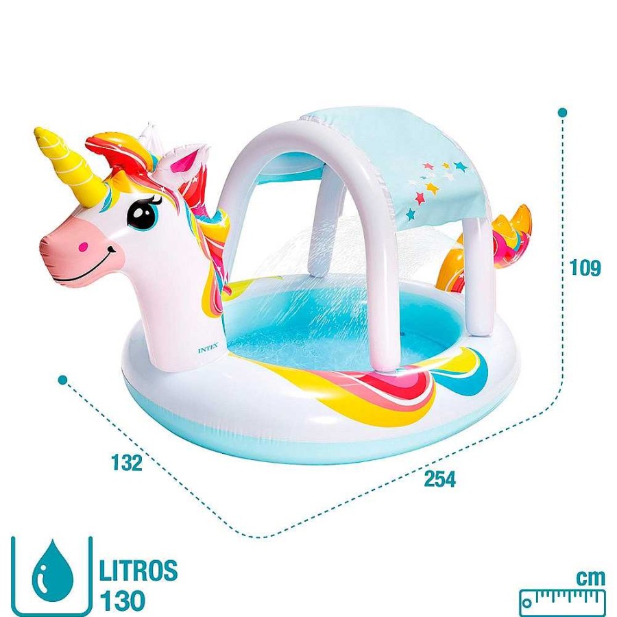 Regalo Intex Tendencia Unicornios | Piscina Hinchable Intex Unicornio Con Ducha Y Toldo 244X132X109 Cm