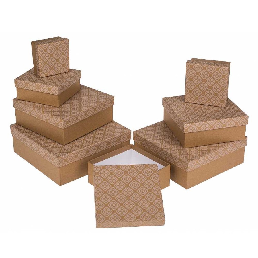 Papeler A Genérico Papel De Regalo Y Empaquetado | Set 8 Cajas Cart N Forrado Kraft 22X22X8