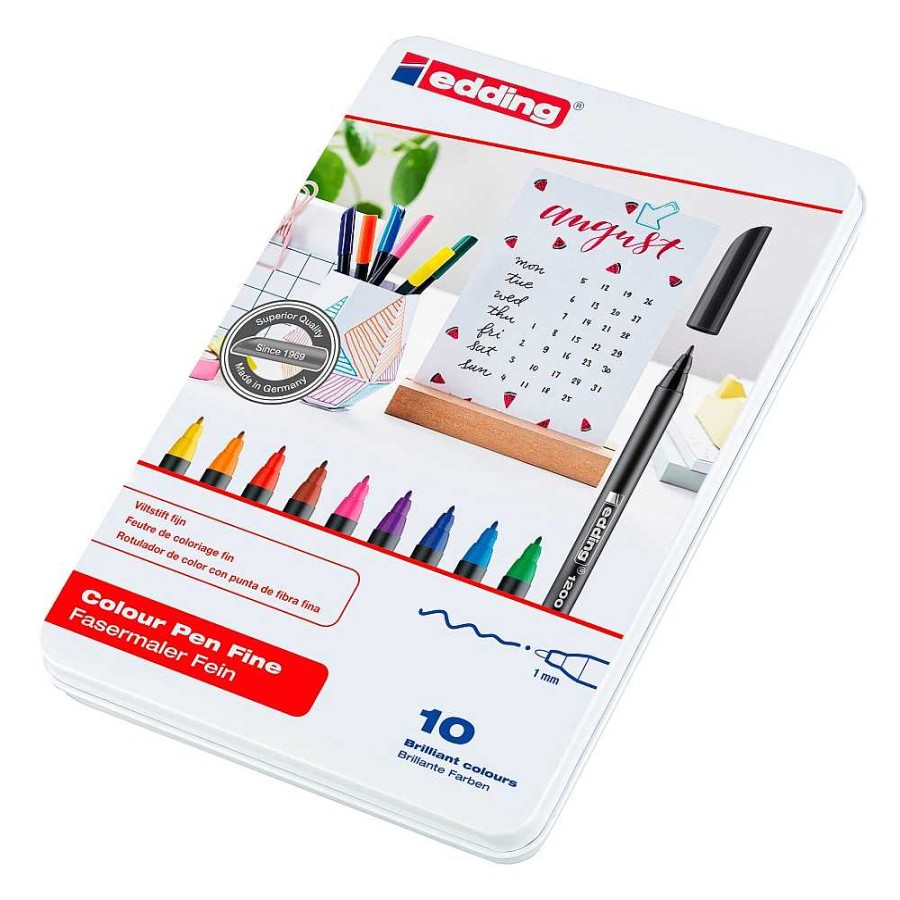 Papeler A Edding Rotuladores Escritura | Caja Metal 10 Rotulador 1200 Edding Colores