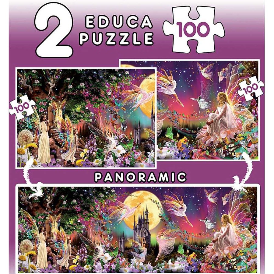 Juguetes Educa Puzzles Infantiles | Puzzle Educa 2X100 Piezas Panorama Hadas