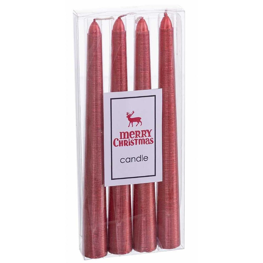 Home & Deco Fantastiko Velas Y Aromas | Set 4 Velas Rojo 20 Cm