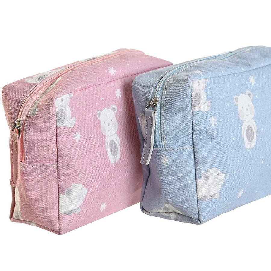 Mochilas Y Complementos Item | Neceser Lienzo Osos Baby 15X12X6 Azul Y Rosa