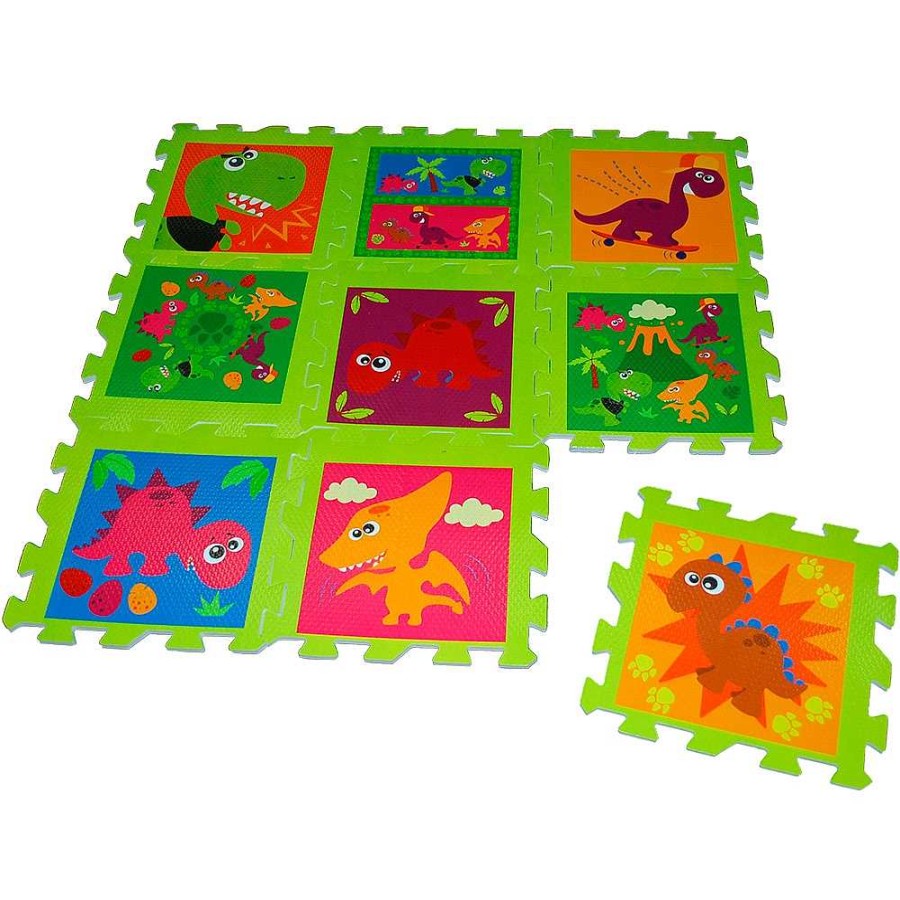 Juguetes Kids Reci N Nacido | Alfombra 1X1 Mts Puzzle Eva 9 Piezas Dinos En Bolsa