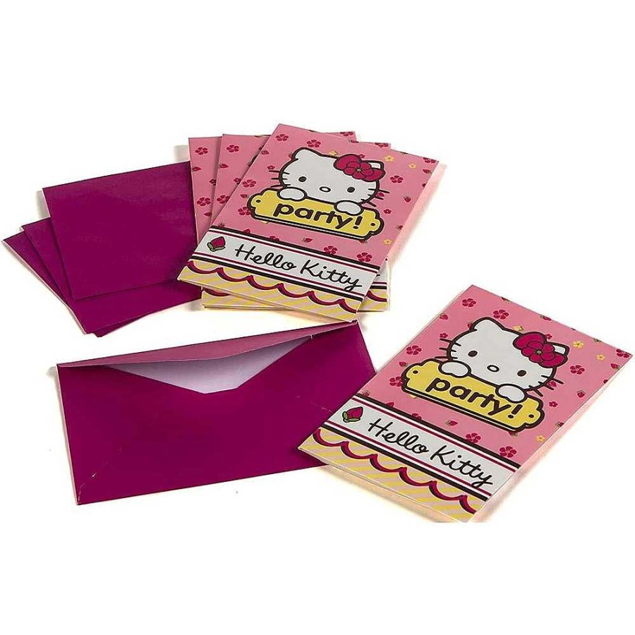 Fiestas Y Disfraces Hello Kitty | Hello Kitty Pack 6 Invitaciones + Sobre Para Fiesta