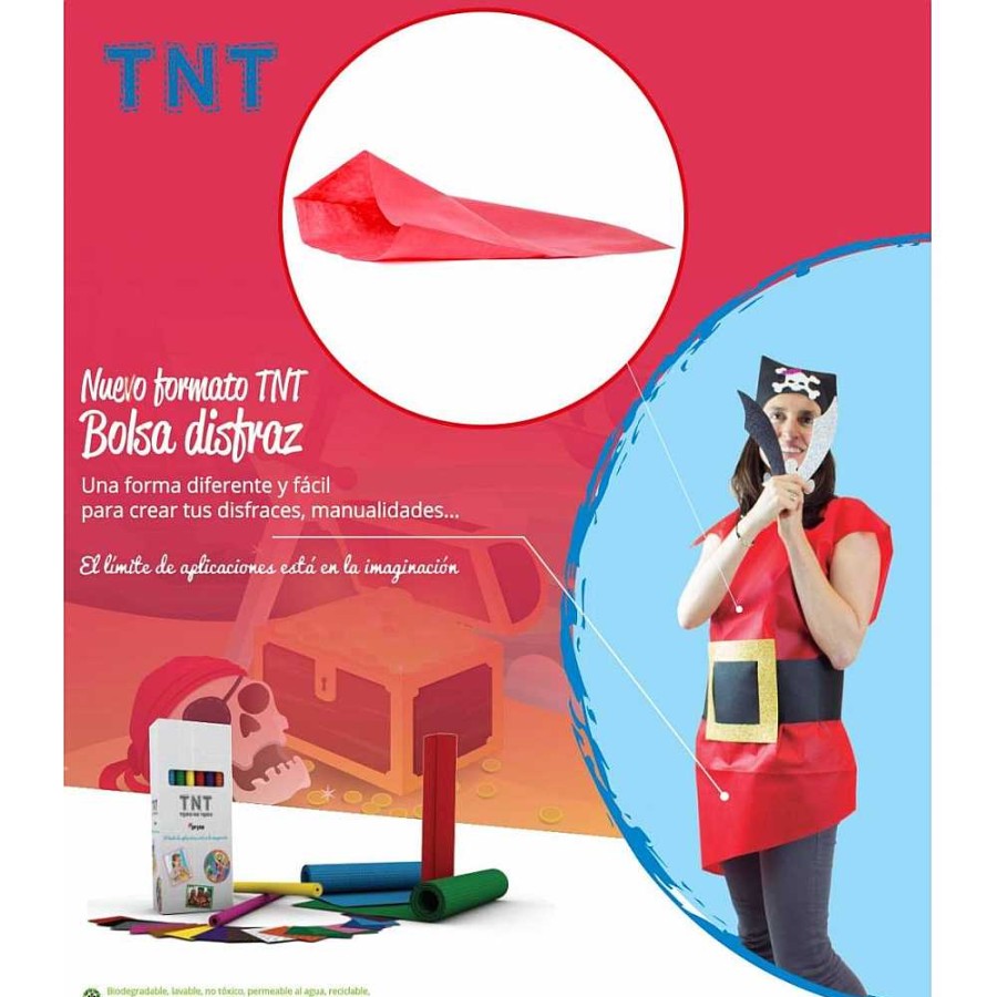 Papeler A Genérico Papel Manualidades | Pack 25 Bolsas Disfraz 65X90 Tela Tnt Roja