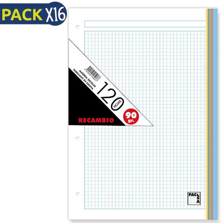 Papeler A Pacsa Papel Y Recambios Anillas | Caja 16 Recambio 90 Gr A4 - 120 Cn Greca Colores