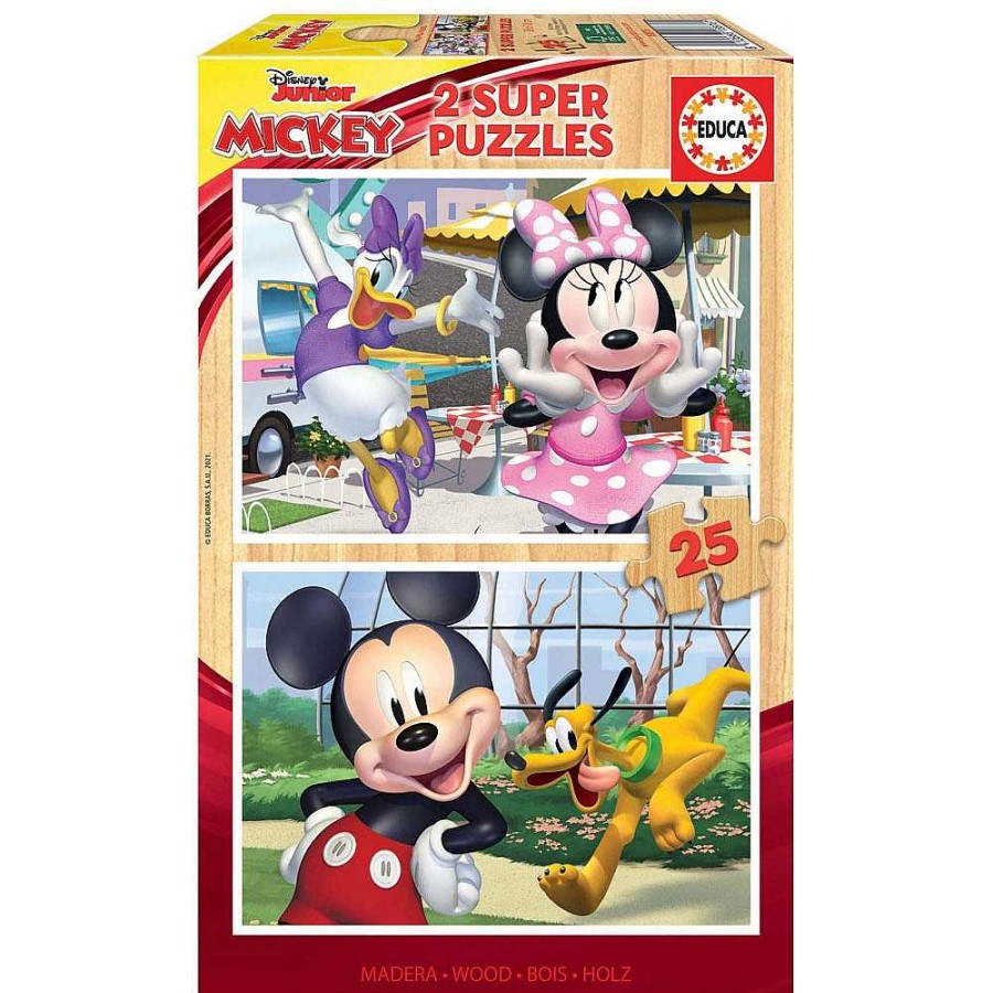 Juguetes Disney Puzzles Infantiles | Mickey Puzzle Madera 2X25 Piezas