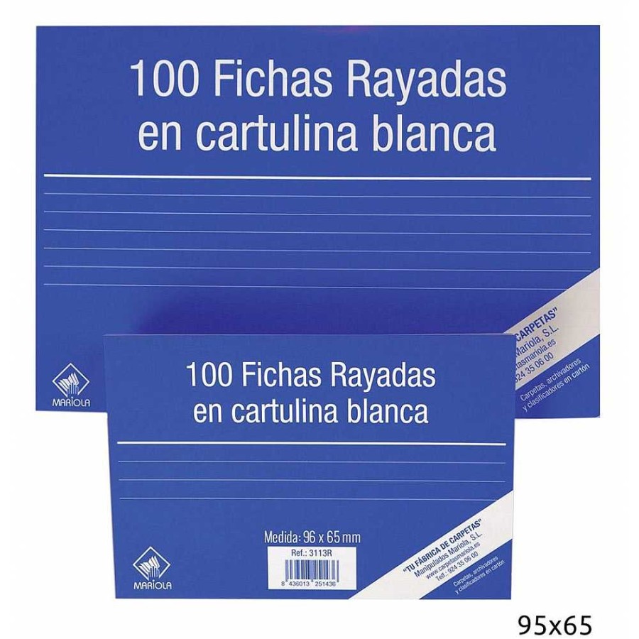 Papeler A Mariola Carpetas Y Archivo | Pack 100 Fichas Cartulina Rayada 95X65 N 1