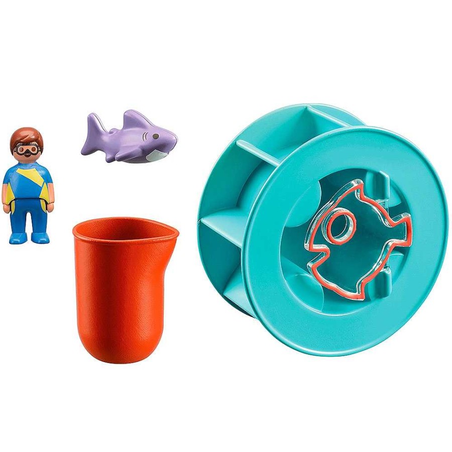 Juguetes Playmobil Ba O | Playmobil 1.2.3 Juguete De Ba O Rueda De Agua Con Beb Tibur N