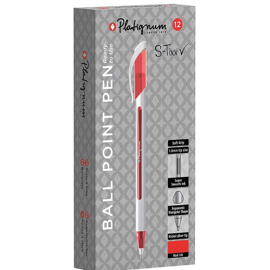 Papeler A Genérico Bol Grafos | Pack 12 Bol Grafos Platignum S-Tixx Ball Point 0,5 Rojo