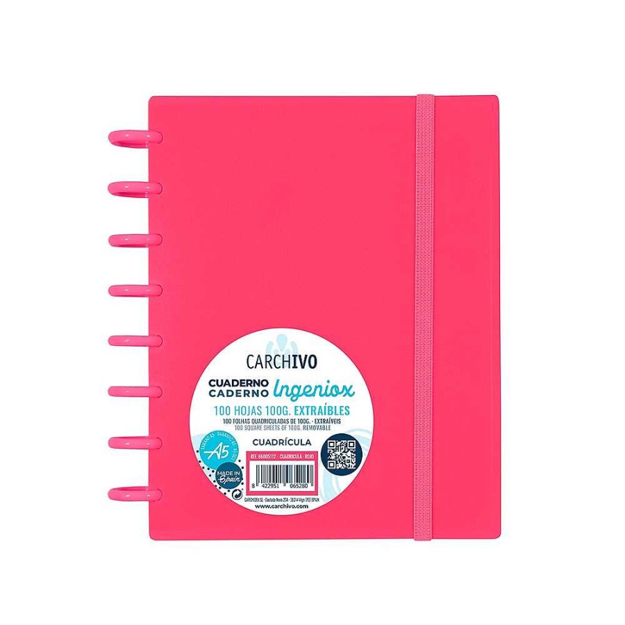 Papeler A Carchivo Cuadernos Espiral | Cuaderno Ingeniox A5 Rojo 100 Hojas Cuadr Cula