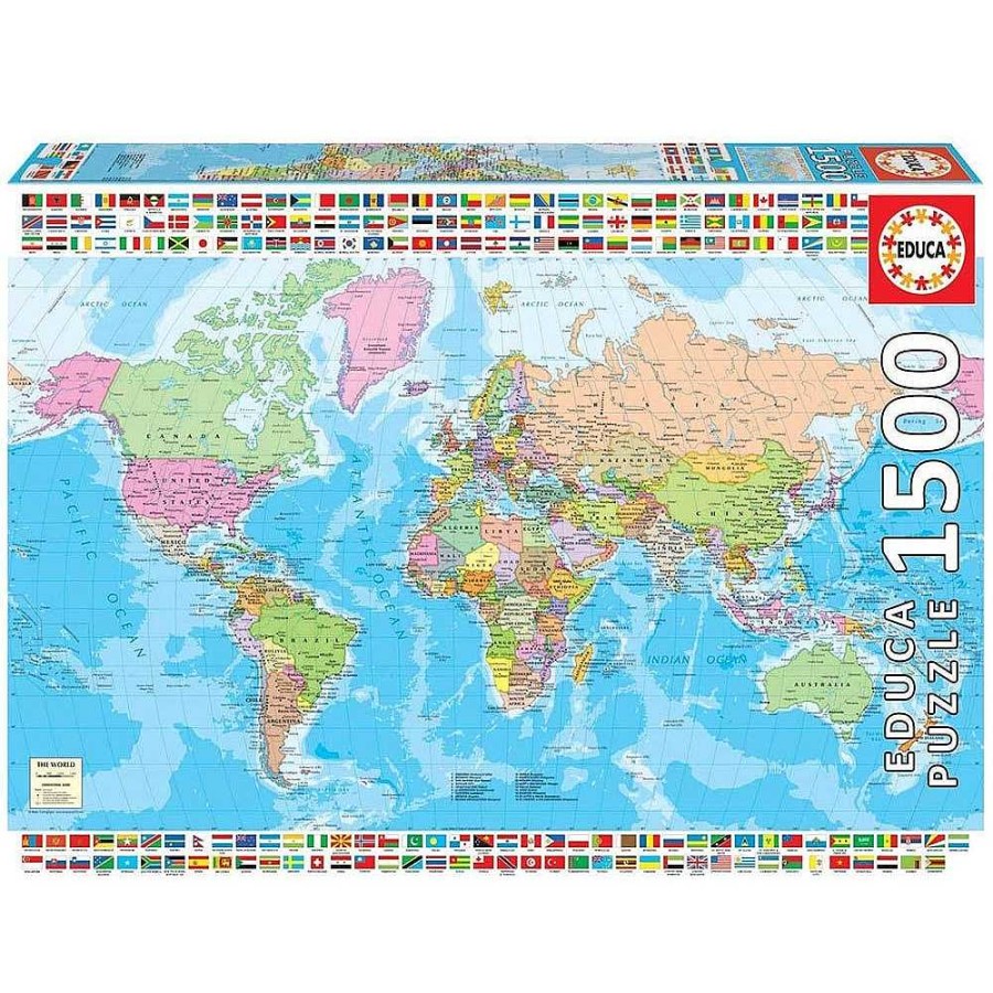 Juguetes Educa Puzzles M S 1000 Piezas | Puzzle Educa 1500 Piezas Mapamundi Pol Tico