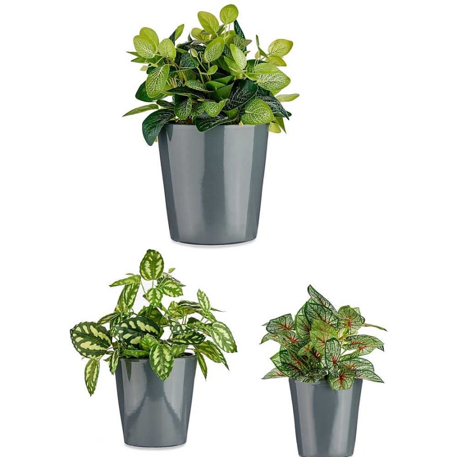 Home & Deco Ibergarden Jarrones Y Plantas | Set 3 Macetas Cer Mica 14-17-22 Cm.