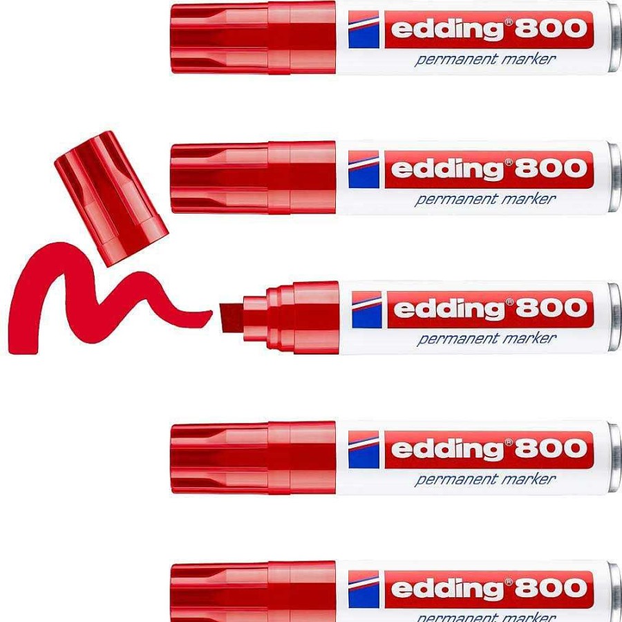 Papeler A Edding Permanentes Y Subrayadores | Pack 5 Rotulador Edding 800 Permanente Rojo