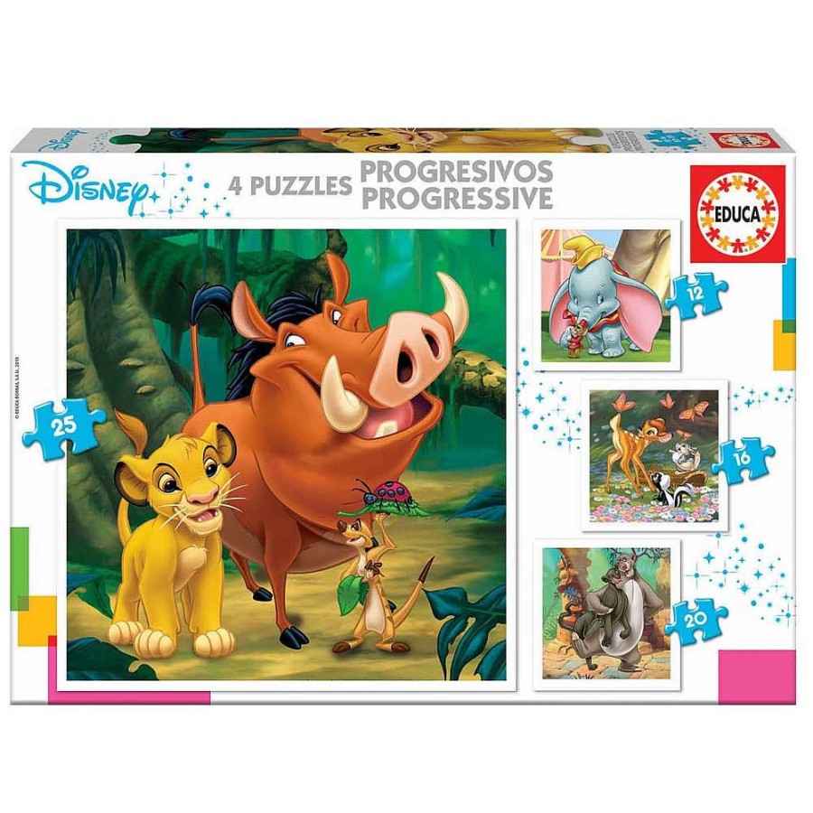 Juguetes Disney Puzzles Infantiles | Disney Animales Puzzle Progresivo 12-16-20-25 Piezas