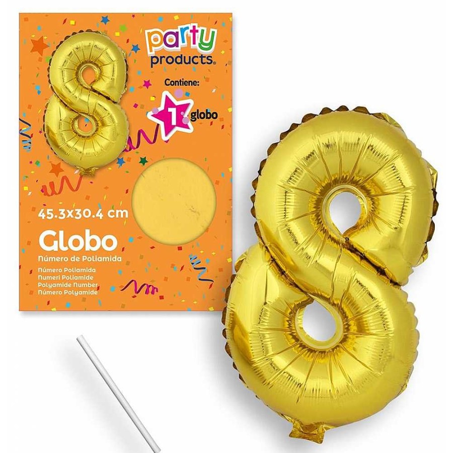 Fiestas Y Disfraces Genérico | Globo N 8 Poliamida 45 Cm Dorado