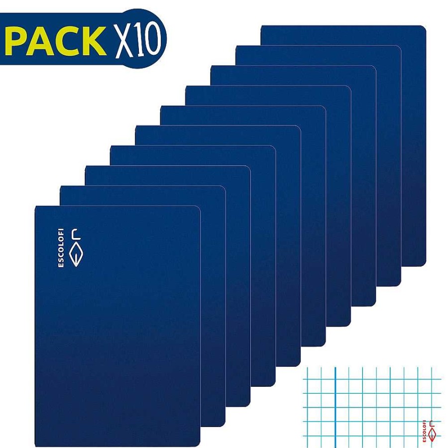 Papeler A Escolofi Libretas | Escolofi Pack 10 Cuadernos Grapados Folio 50 H 70 Gr Cuadr Cula 4X4 Margen Azul