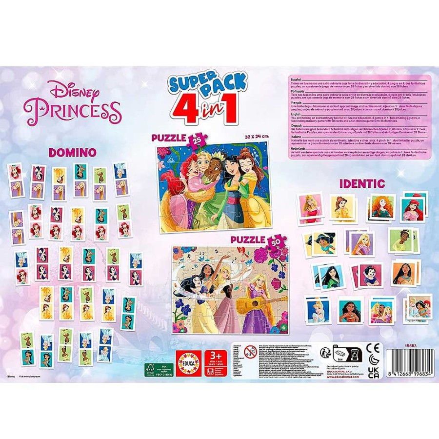 Juguetes Educa Juegos De Sociedad | Princesas Disney Superpack 4 Juegos En 1