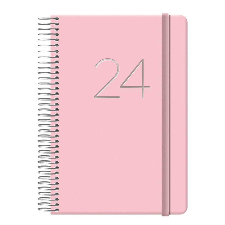 Papeler A Dohe Agendas | Agenda 2024 D A P Gina 12,5X18 Rosa Con Espiral Y Goma Gloss