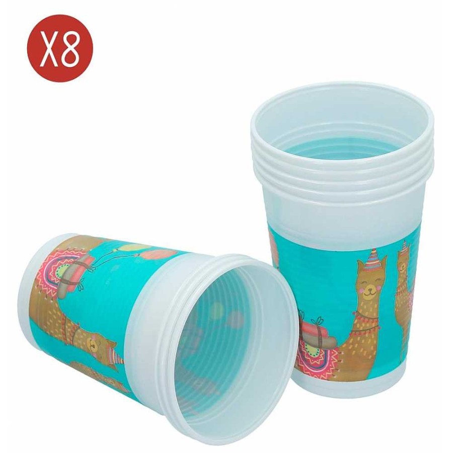 Fiestas Y Disfraces Genérico | Llamas Pack 8 Vasos Desechables 200Ml 9X7