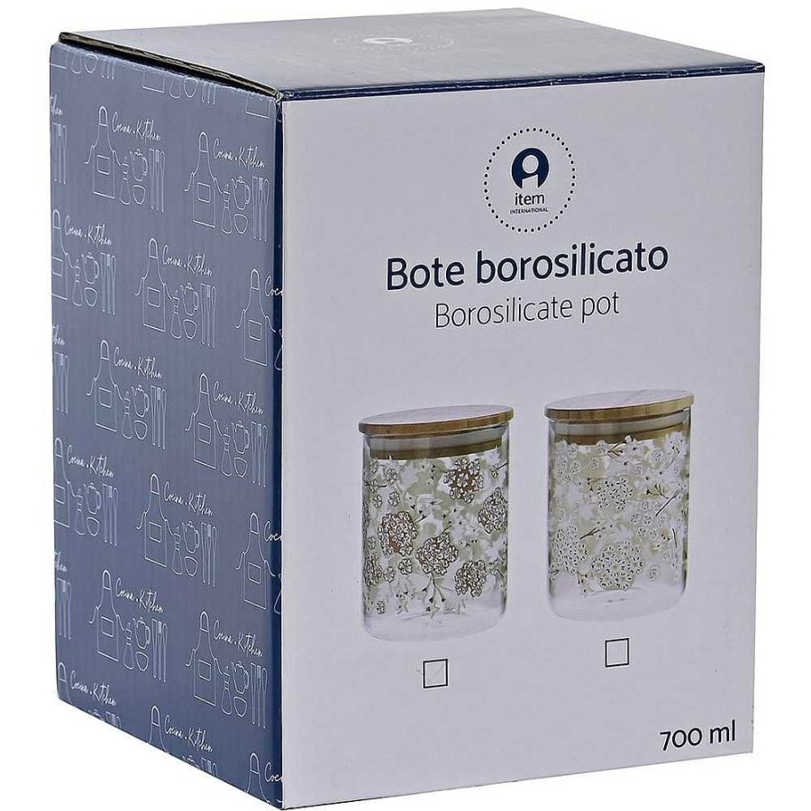 Home & Deco Item Complementos Cocina | Bote Borosilicato Decorado Flor 12X10X10 - 2 Modelos