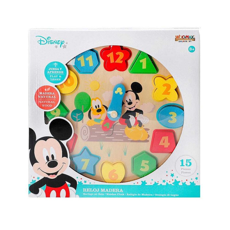 Juguetes Disney Aprendizaje | Mickey Reloj Encajes Madera Eco 30 Cm