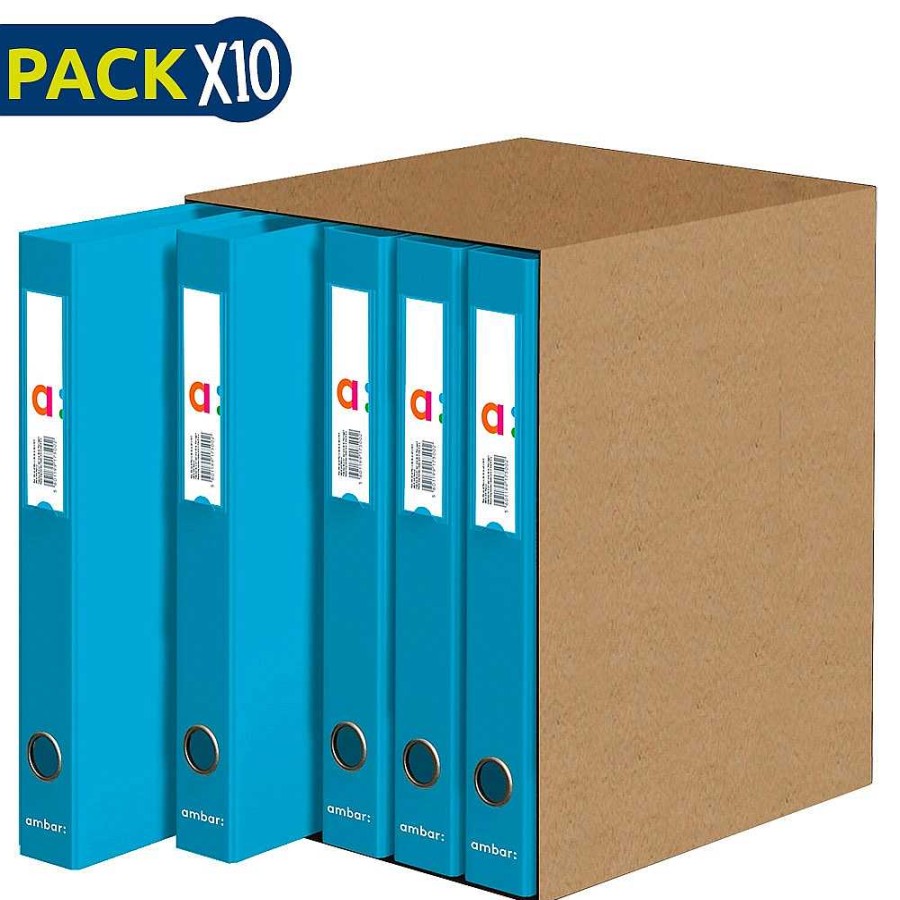 Papeler A Ambar Carpetas Y Archivo | Pack 10 Carpeta Archivadora 2 Anillas 45Mm A4 Azul