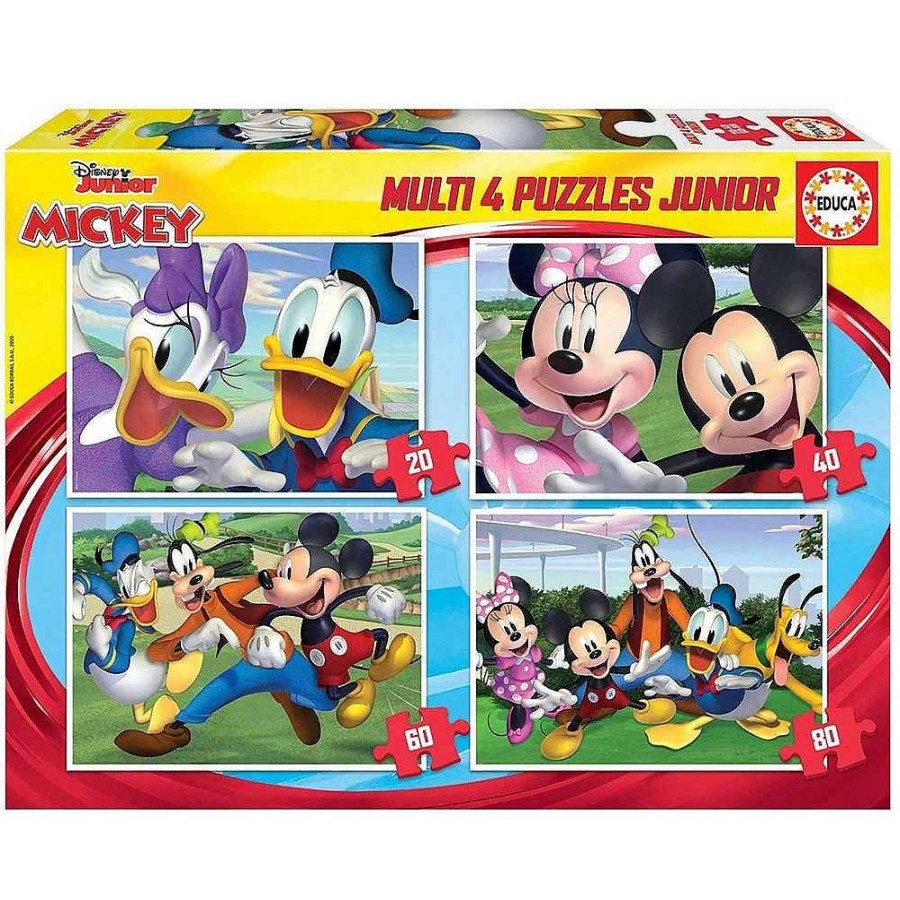 Juguetes Disney Puzzles Infantiles | Mickey Multi 4 Puzzle - 20-80 Piezas