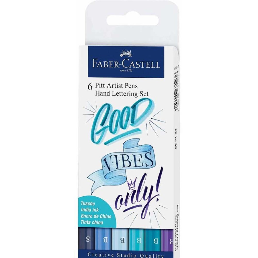 Papeler A Faber-Castell Juegos Escritura | Estuche Faber-Castell Pitt 6 Creativ Lettering Azules