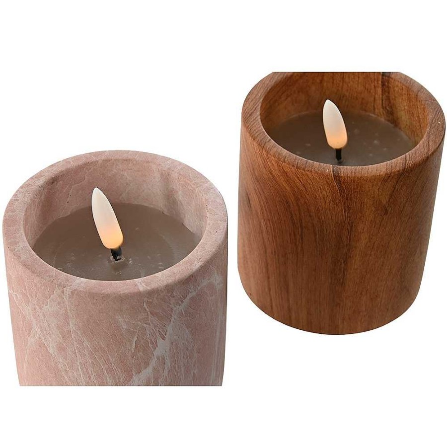 Home & Deco Item Velas Y Aromas | Vela Tarro Piedra Con Luz Led 12X7X5 - 2 Colores