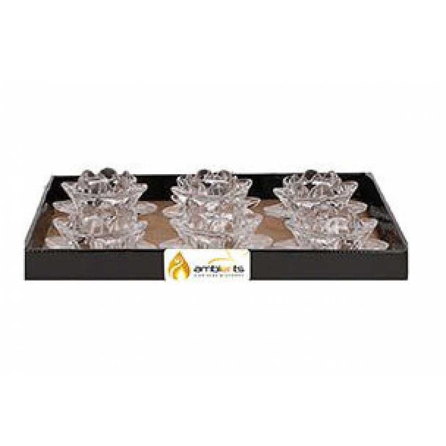 Home & Deco Genérico Velas Y Aromas | Expositor 6 Portavelas Cristal Flor 11X5