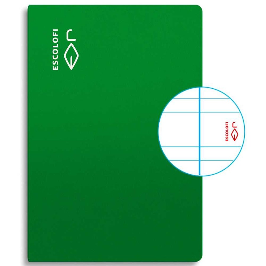 Papeler A Escolofi Libretas | Escolofi Pack 10 Cuadernos Grapados Folio 50 H 70 Gr Pauta 3,5 Margen Verde