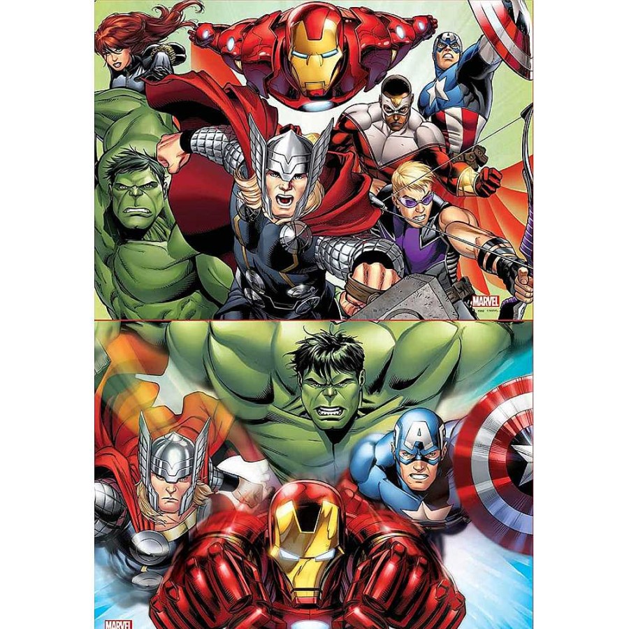 Juguetes Marvel Puzzles Infantiles | Avengers Puzzle Doble 2X48 Piezas