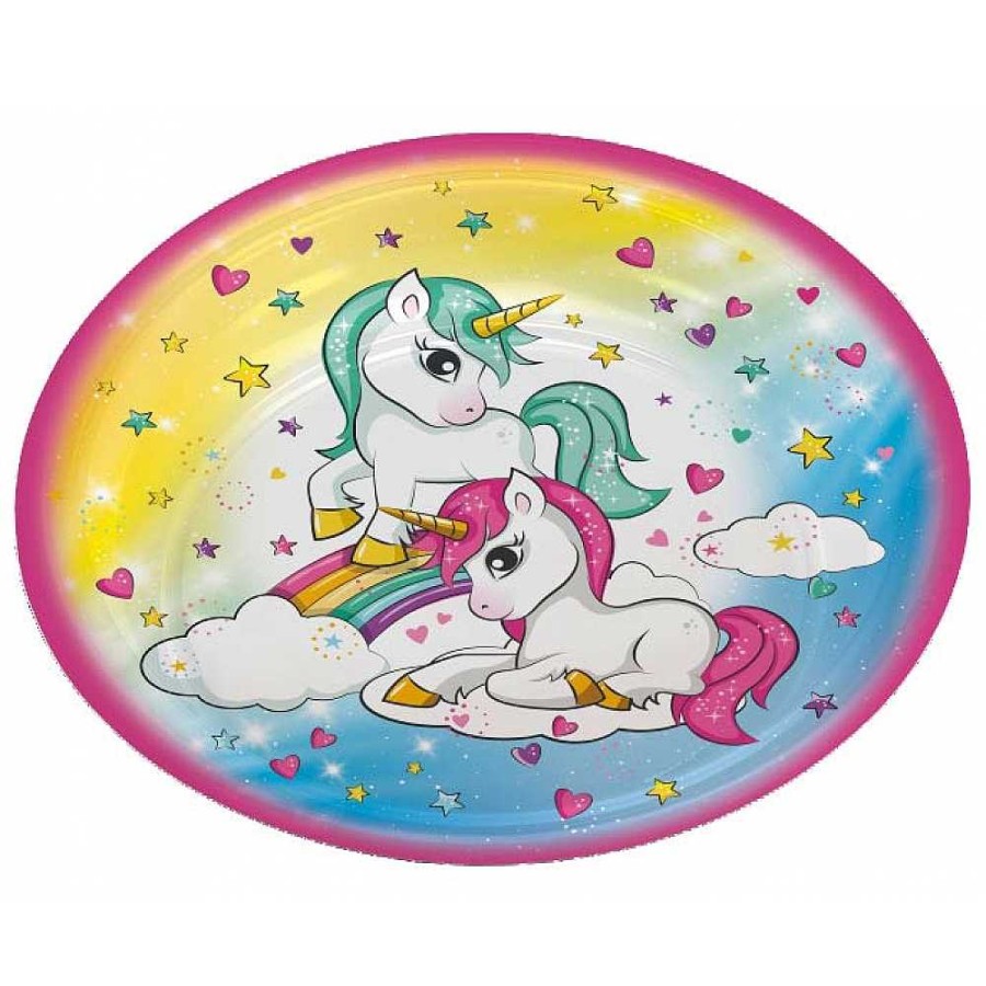 Regalo Genérico Tendencia Unicornios | Pack 6 Platos Cart N 18 Cm. Unicornio