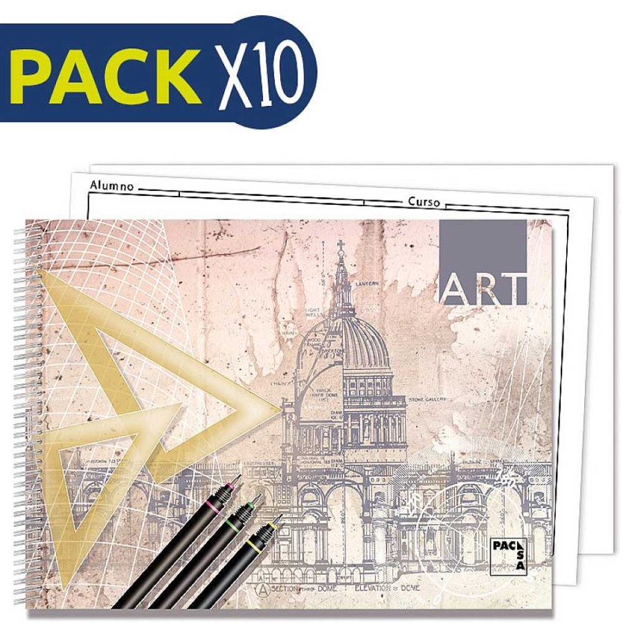 Papeler A Pacsa Dibujo Y Bellas Artes | Pack 10 Bloc Dibujo Folio Micro Recuadro 20 Hojas 150G