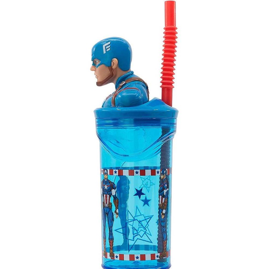 Mochilas Y Complementos Avengers | Avengers Capitan Am Rica Vaso Pajita Figura 3D 360 Ml