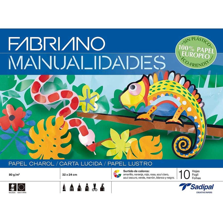 Papeler A Sadipal Papel Manualidades | Pack 10 Bloc Manualidades 10 Hojas Papel Charol Colores