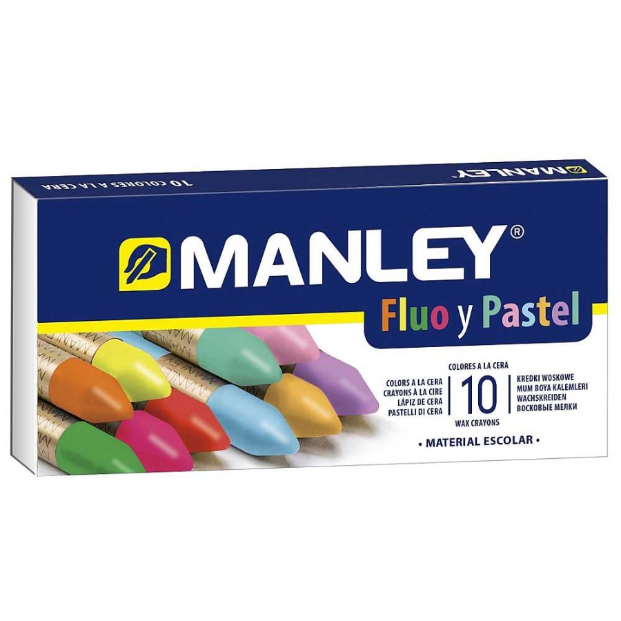 Papeler A Manley Ceras-L Pices Y Rotuladores | Estuche 10 Ceras Manley Fl Or Y Pastel