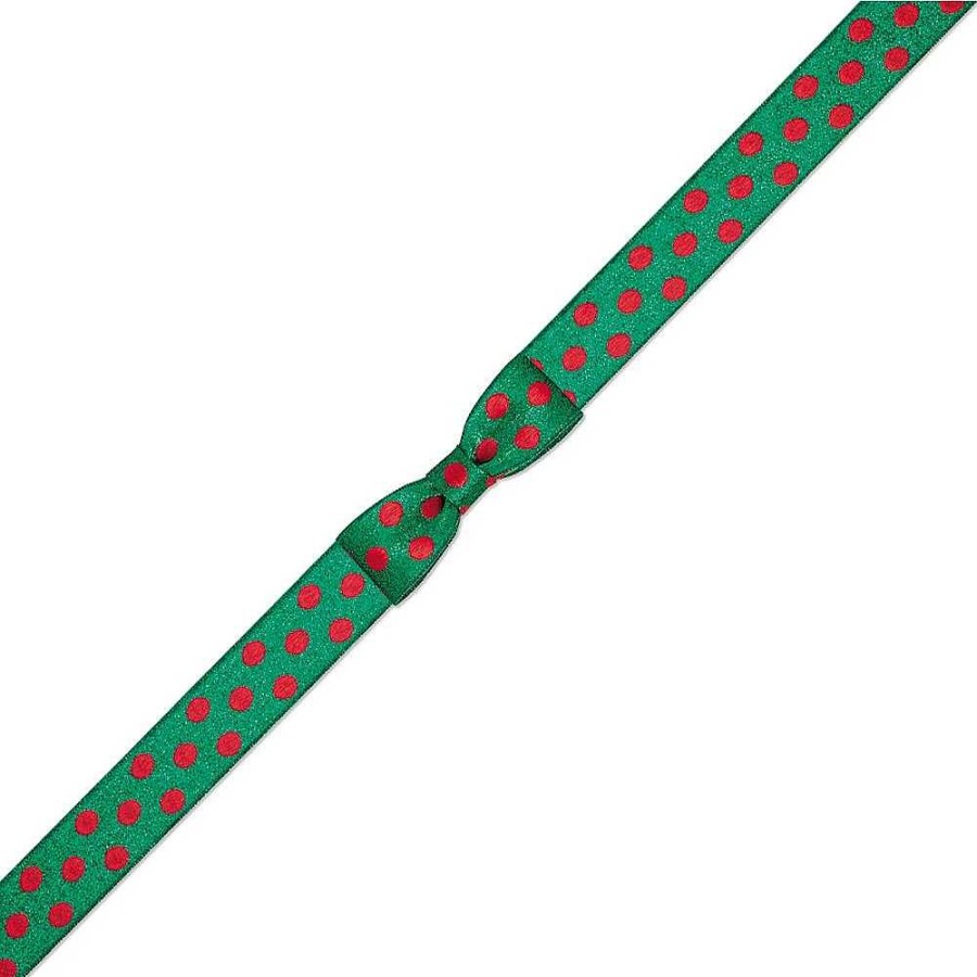 Papeler A Genérico Papel De Regalo Y Empaquetado | Cinta Textil Lunares Verde/Rojo 25 Mm X 10 Mts