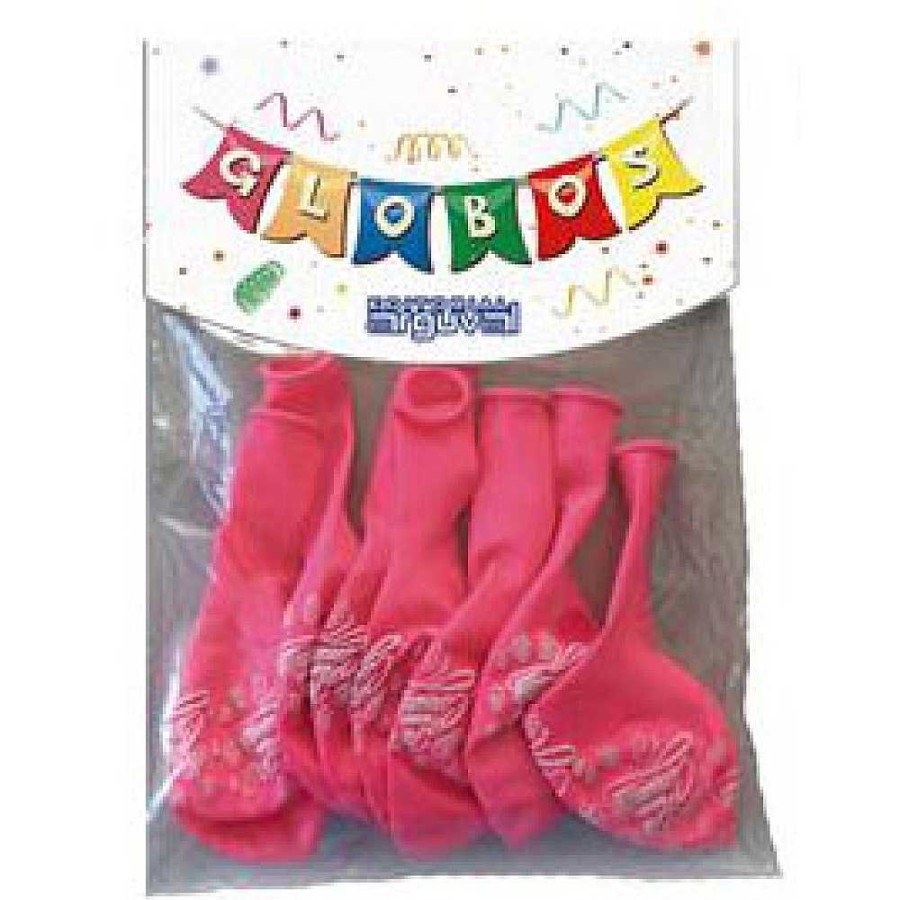 Fiestas Y Disfraces Editorial Arguval | Pack 12 Globos Decorados Comuni N Rosa