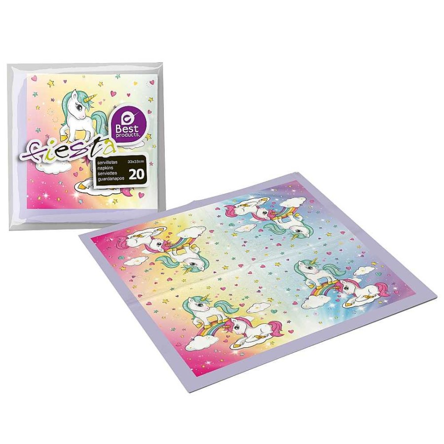 Regalo Genérico Tendencia Unicornios | Pack 20 Servilletas Unicornio 33X33