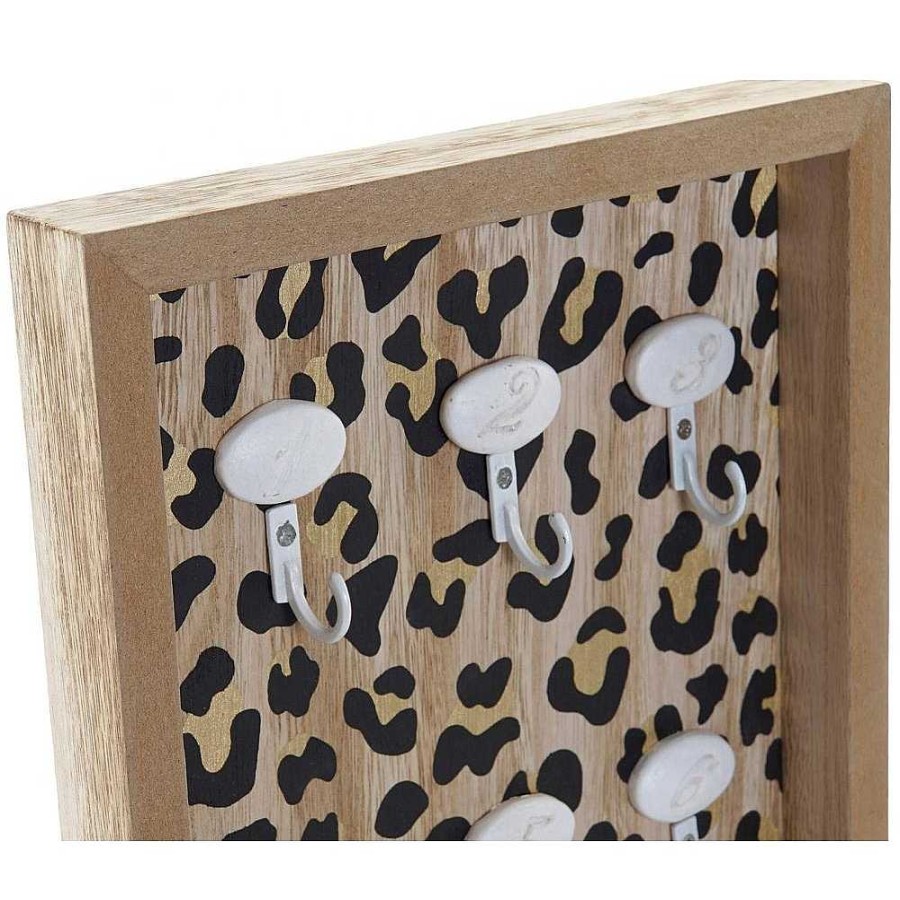 Home & Deco Genérico Mueble Auxiliar | Colgador Llaves Madera Leopardo 30X20