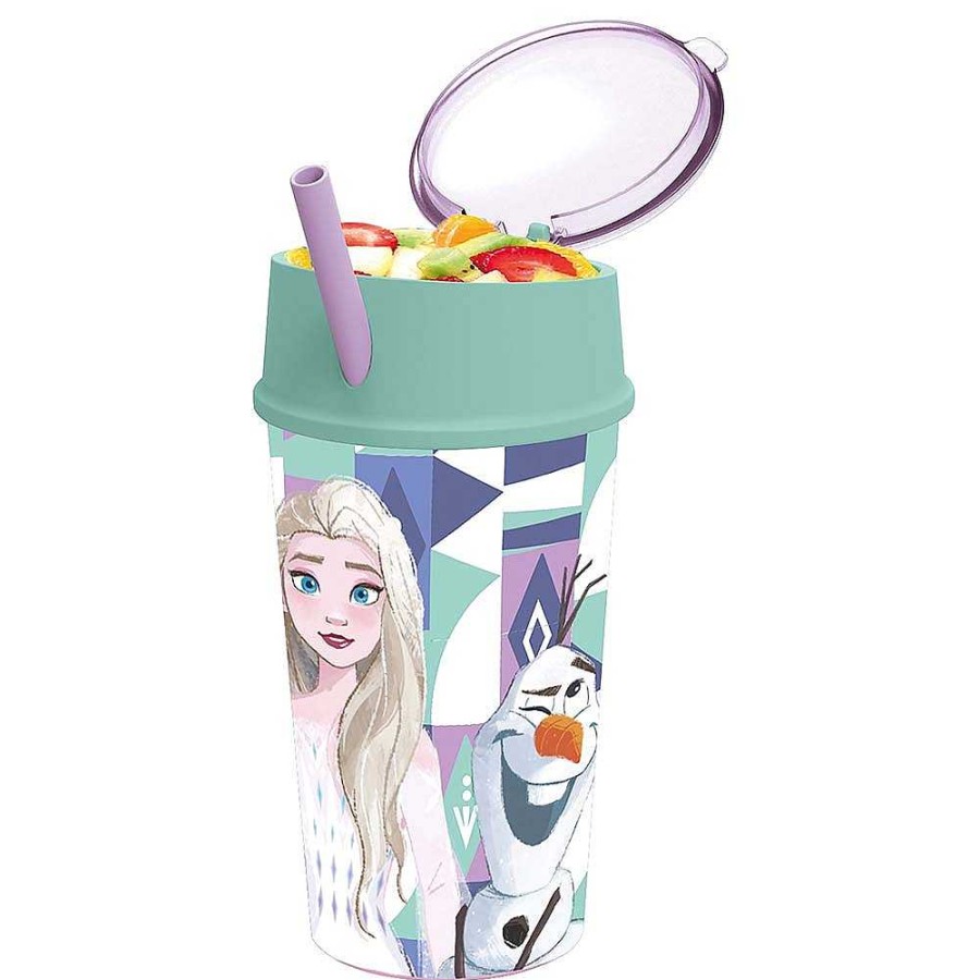 Mochilas Y Complementos Frozen | Frozen Vaso Pajita 400 Ml Y Porta Snacks